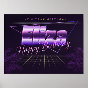 Eliza Name Vorname lila retro Poster Geburtstag