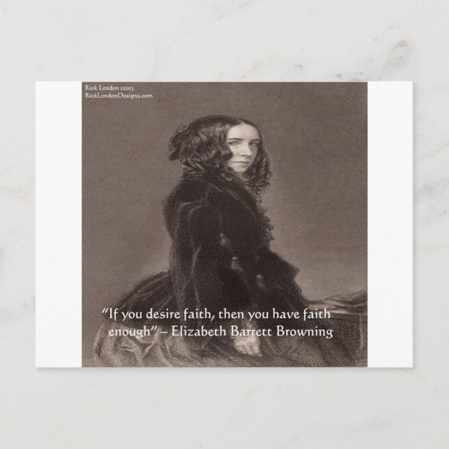 Elizabeth Barrett Browning Faith Desire Quote Postcard (Front)