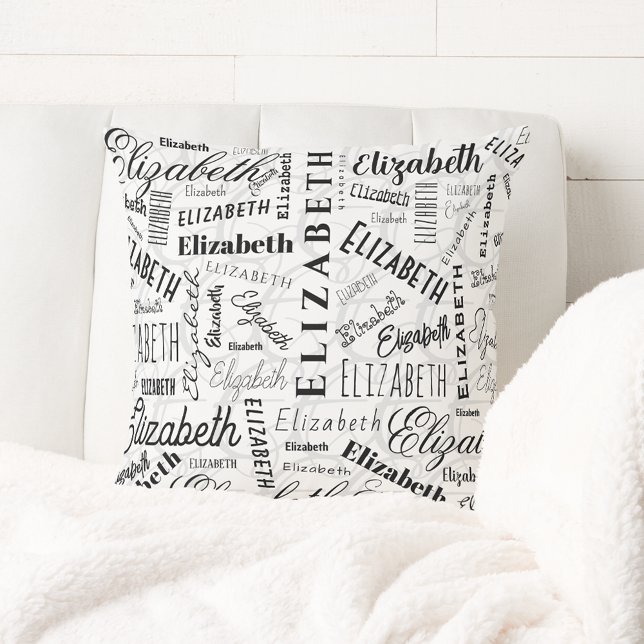 Elizabeth Black White Custom Name Cushion (Creator Uploaded)