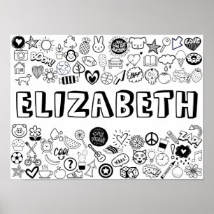 'ELIZABETH' Colour-it-Yourself Outline Design Poster