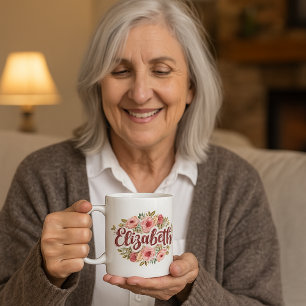 Elizabeth Floral Name Mug – Vintage Peony Flowers