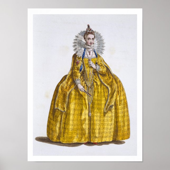 Elizabeth I (1530-1603) (coloured engraving) Poster (Front)