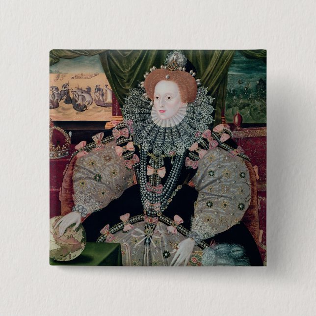 Elizabeth I, Armada Portrait, c.1588 15 Cm Square Badge (Front)