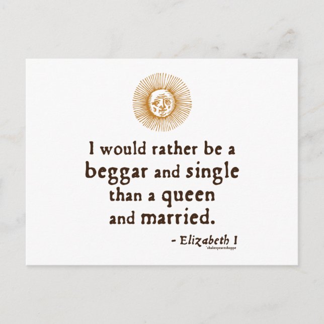 Elizabeth I Quote about Marriage Postcard (Front)