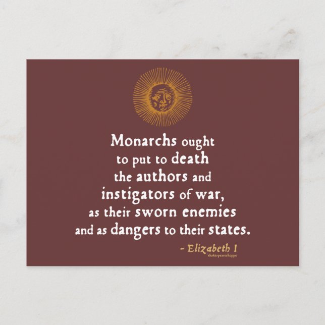 Elizabeth I Quote on War Postcard (Front)