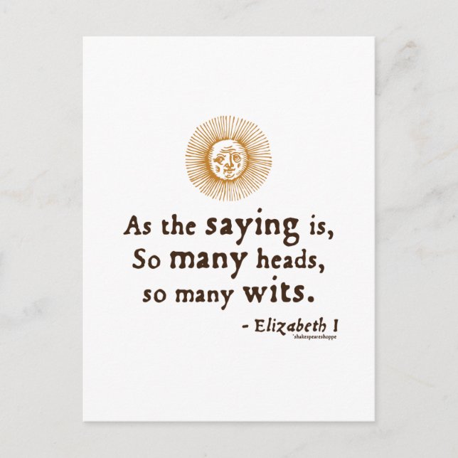 Elizabeth I Quote on Wits Postcard (Front)
