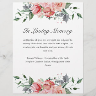 Elizabeth In Loving Memory Wedding Sign