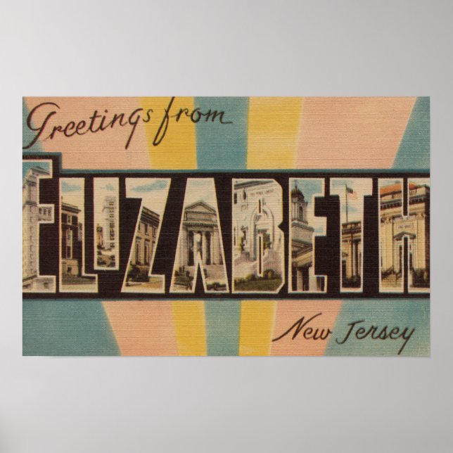 Elizabeth, New Jersey - Large Letter Scenes Poster (Front)