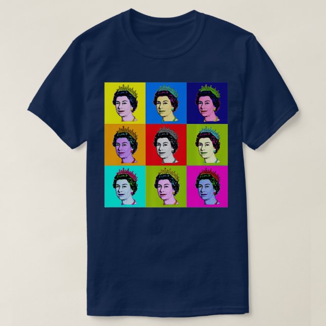 Elizabeth Nine Square Tiles Pop Art Queen of Engla T-Shirt (Design Front)
