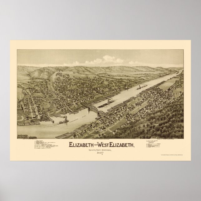 Elizabeth, PA Panoramic Map - 1897 Poster (Front)