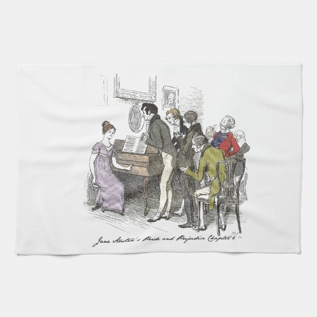 Elizabeth Performs - Jane Austen Pride & Prejudice Tea Towel (Horizontal)