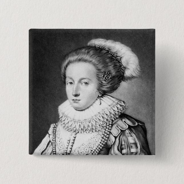 Elizabeth Stuart, Queen of Bohemia 15 Cm Square Badge (Front)