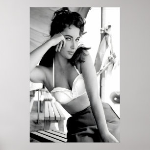 Elizabeth Taylor Black and White Photo, Old Poster