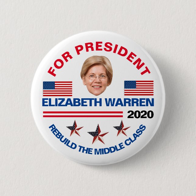 Elizabeth Warren 2020 6 Cm Round Badge (Front)