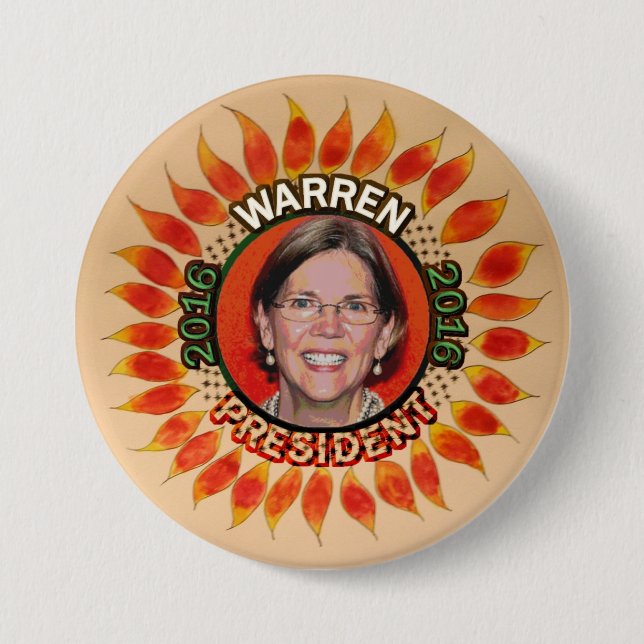 Elizabeth Warren For President 2016 7.5 Cm Round Badge (Front)