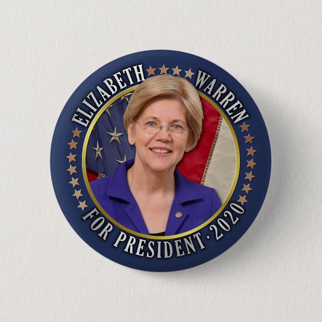 Elizabeth Warren for President 2020 Democrat Photo 6 Cm Round Badge (Front)