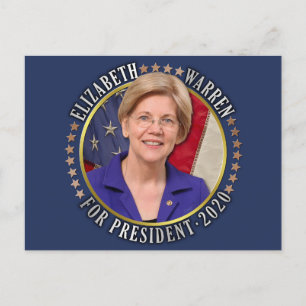 Elizabeth Warren for President 2020 Democrat Photo Postcard