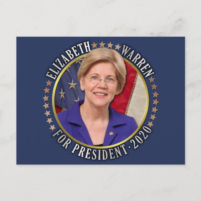 Elizabeth Warren for President 2020 Democrat Photo Postcard (Front)