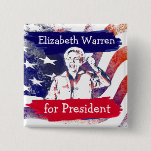 Elizabeth Warren for President 2020 Election 15 Cm Square Badge