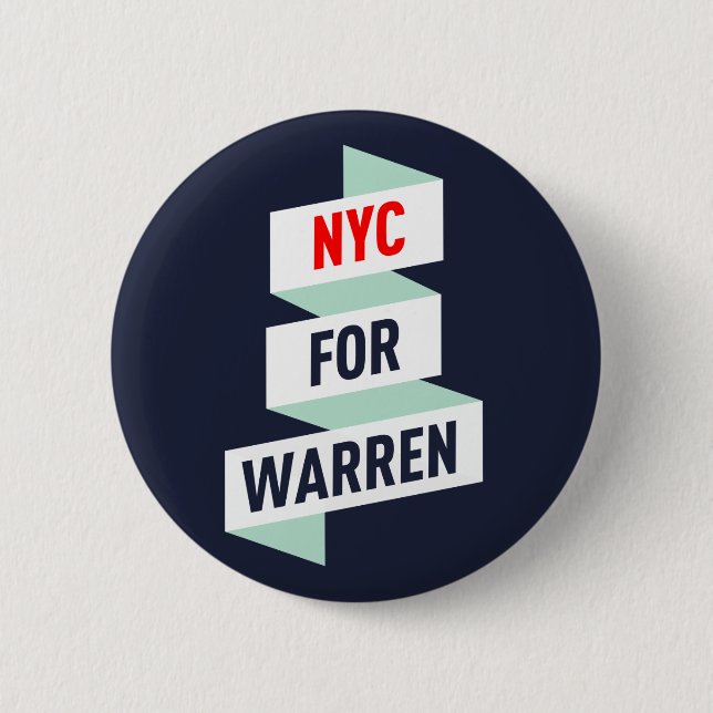 Elizabeth Warren - NYC for Warren 6 Cm Round Badge (Front)