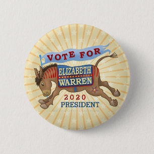 Elizabeth Warren President 2020 Democrat Donkey 6 Cm Round Badge