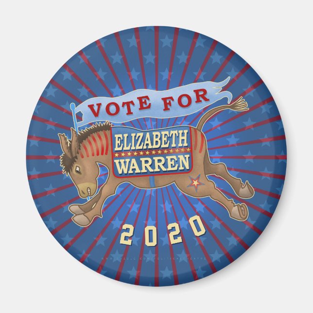 Elizabeth Warren President 2020 Democrat Donkey Magnet (Front)