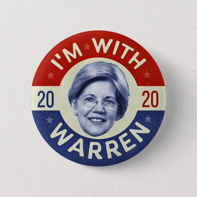 Elizabeth Warren President 2020 Democrat Pic Retro 6 Cm Round Badge (Front)