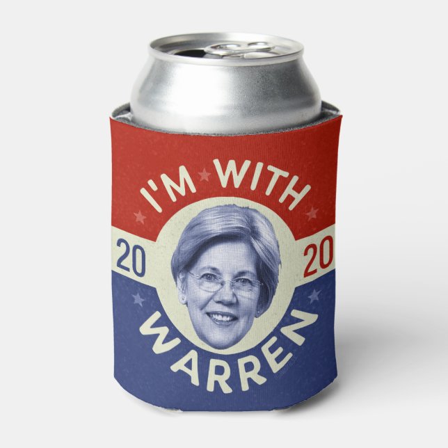 Elizabeth Warren President 2020 Democrat Pic Retro Can Cooler (Can Front)