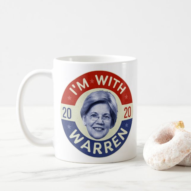 Elizabeth Warren President 2020 Democrat Pic Retro Coffee Mug (With Donut)