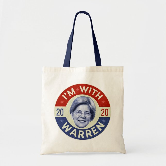 Elizabeth Warren President 2020 Democrat Pic Retro Tote Bag (Front)