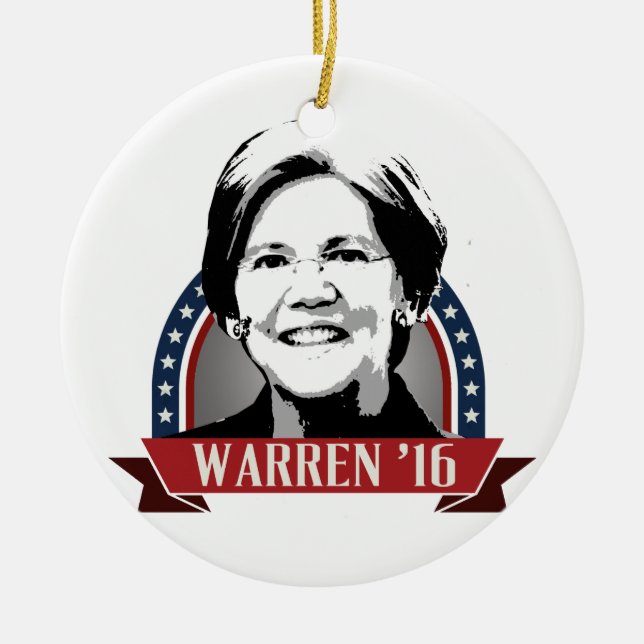 ELIZABETH WARREN TO RUN IN 2016 - 2016.png Ceramic Tree Decoration (Front)