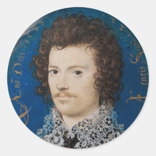 Elizabethan Portrait Miniature Nicholas Hilliard Classic Round Sticker