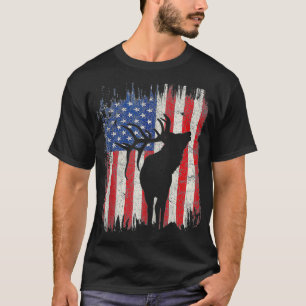 Elk American USA Flag Patriotic 4th Of July  T-Shirt