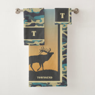 Elk and Camo Bath Towel Set