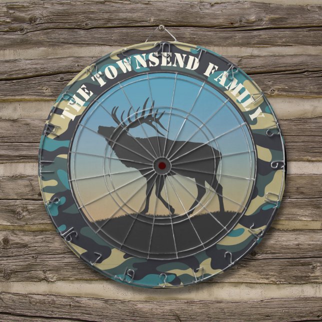 Elk and Camo Blue Dart Board (Creator Uploaded)