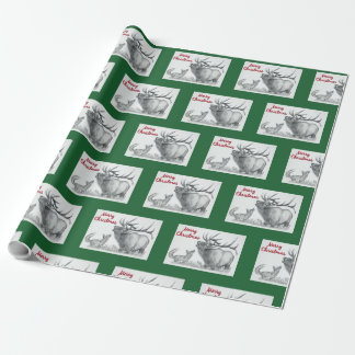 Elk and Fox for Christmas Wrapping Paper