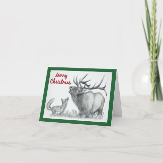 Elk and Fox - Merry Christmas Holiday Card