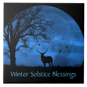 Elk and Moon Winter Solstice  Tile