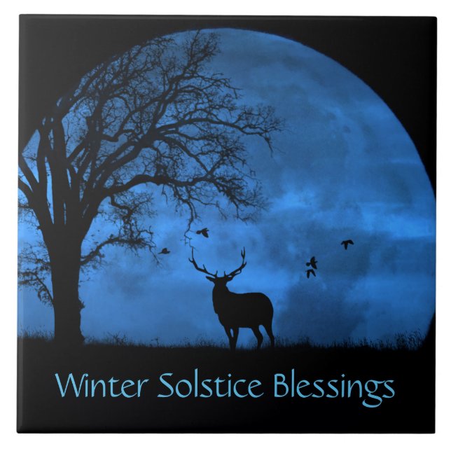 Elk and Moon Winter Solstice  Tile (Front)