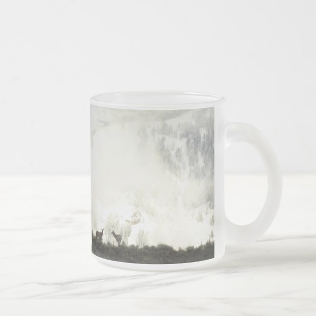 Elk at Grand Teton National Park Photography Frosted Glass Coffee Mug (Right)