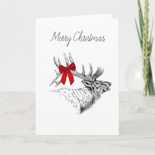 Elk Bow Christmas Card - Blank