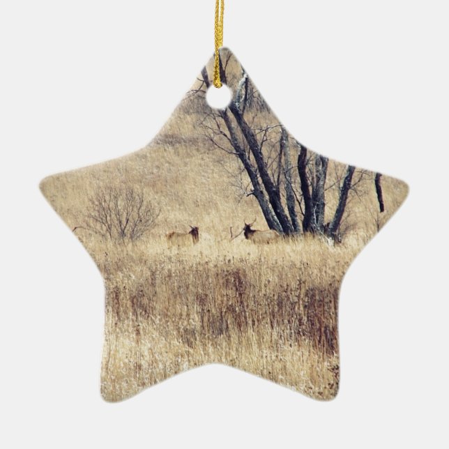 Elk Ceramic Tree Decoration (Front)