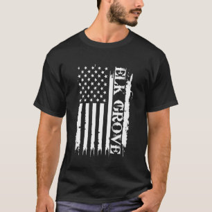 Elk Grove United States Distressed w US Flag T-Shirt