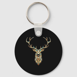 Elk Head _ Face Artistic Illustration Graphic Key Ring
