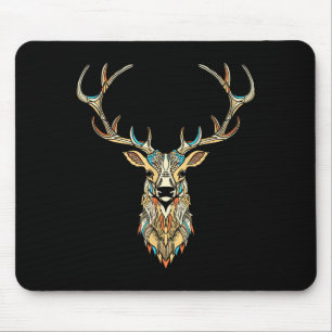 Elk Head _ Face Artistic Illustration Graphic  Mouse Mat