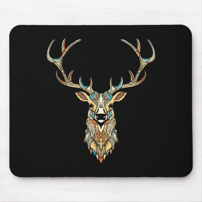 Elk Head _ Face Artistic Illustration Graphic  Mouse Mat (Front)