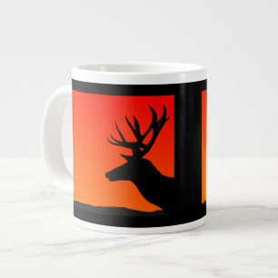 Elk Head Silhouette Design Large Coffee Mug