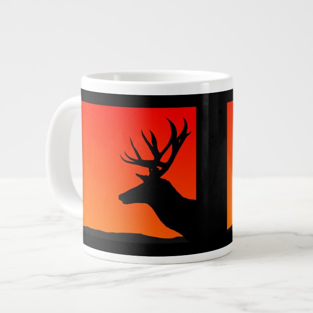 Elk Head Silhouette Design Large Coffee Mug (Front Left)