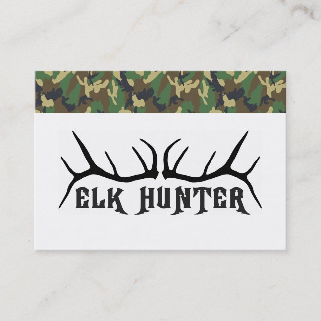 Elk HUnter With Camo Border Business Card (Front)