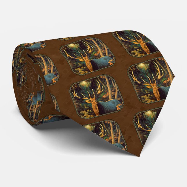 Elk Hunting Trophy Bull Brown Tie (Rolled)
